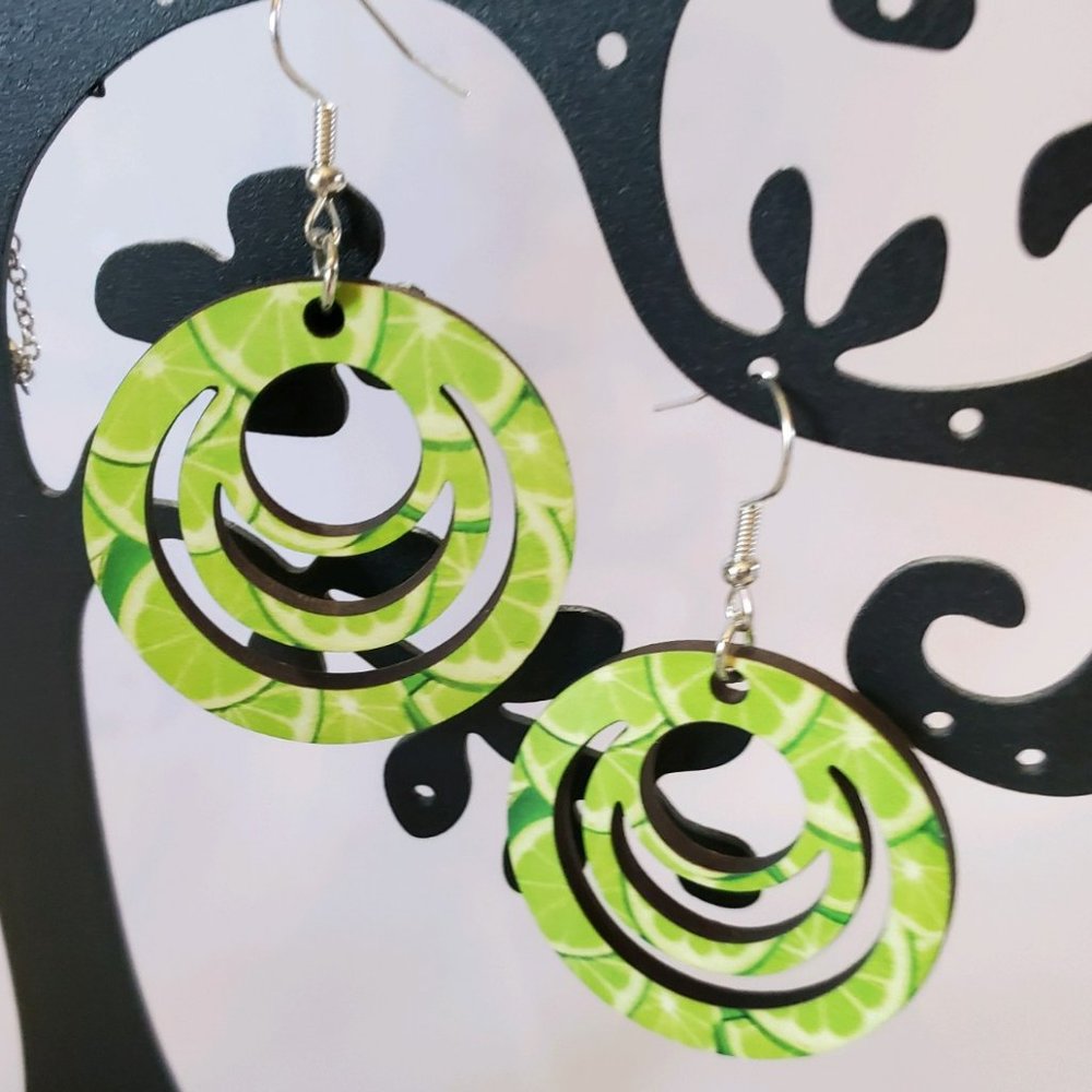 Lime Slices Round Dangle Earrings